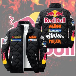Red Bull And KTM Racing Team Padded Jacket Stand Collar Coats