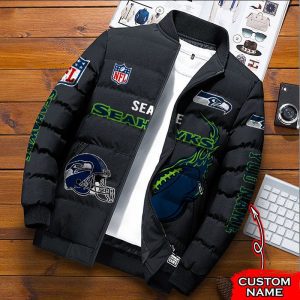 Seattle Seahawks NFL Premium Puffer Down Jacket Personalized Name