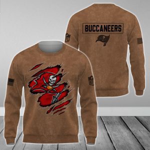 Tampa Bay Buccaneers NFL Brown Distressed Logo Salute To Service 2023 3D Print Unisex Sweatshirt