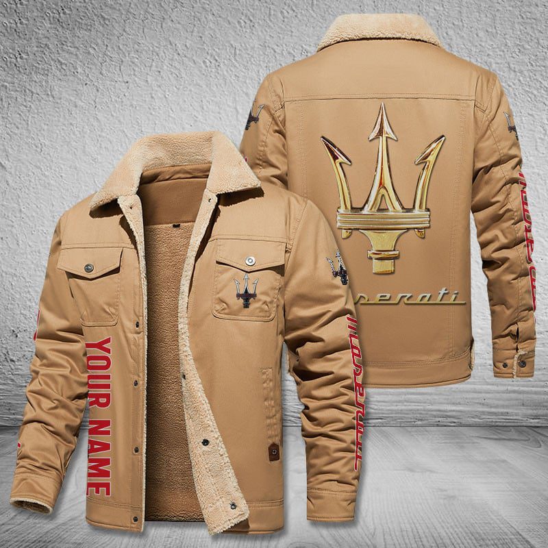 Maserati Cars Logo Personalized Fleece Cargo Jacket Winter Jacket ...