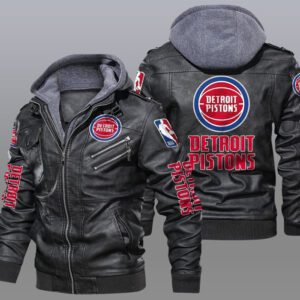 Detroit Pistons Black Brown Leather Jacket LIZ222