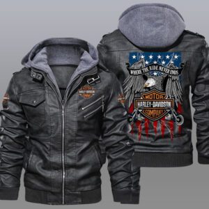 Harley Davidson Black Brown Leather Jacket LIZ225