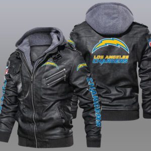 Los Angeles Chargers Black Brown Leather Jacket LIZ219