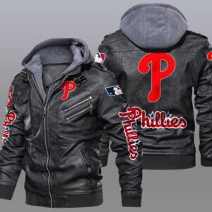 Philadelphia Phillies Black Brown Leather Jacket LIZ221