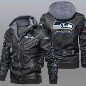 Seattle Seahawks Black Brown Leather Jacket LIZ217