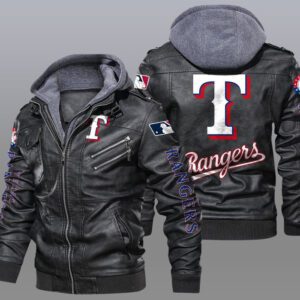 Texas Rangers Black Brown Leather Jacket LIZ224
