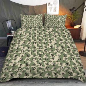 LV Monogram Military Luxury Bedding Set Bedroom Decor BSL1040