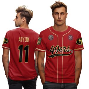 Brandon Aiyuk 11 49ers Flex Base Gold Unisex T-Shirt Black Red