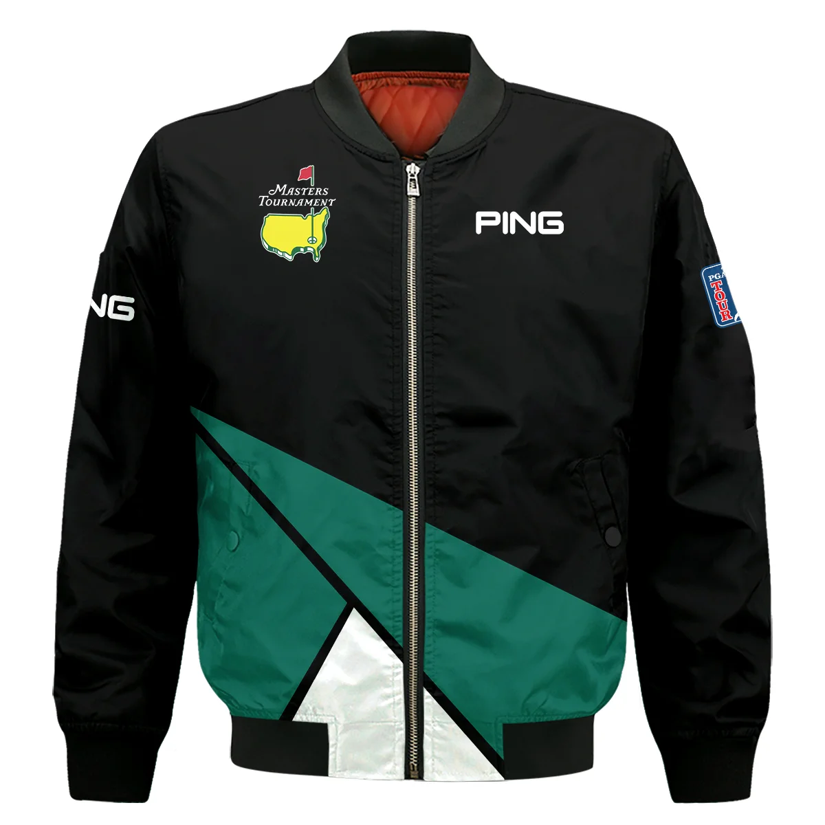 Golf Masters Tournament Ping Bomber Jacket Black And Green Golf Sports Bomber Jacket GBJ1378