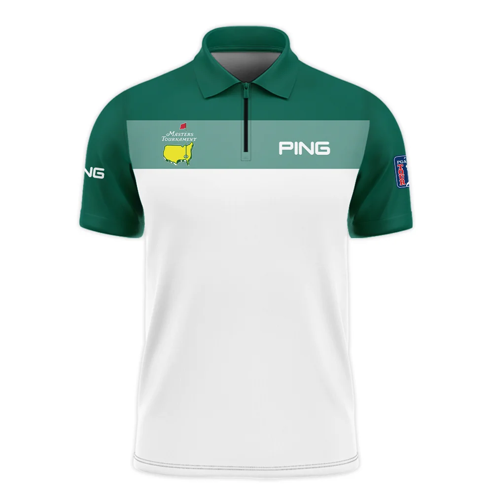 Golf Masters Tournament Ping Zipper Polo Shirt Sports Green And White ZPL1944
