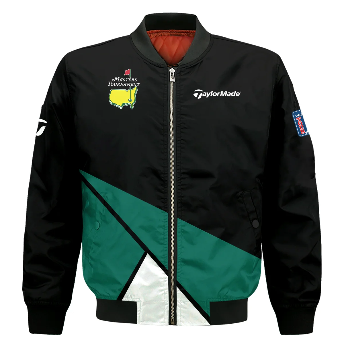 Golf Masters Tournament Taylor Made Bomber Jacket Black And Green Golf Sports Bomber Jacket GBJ1379