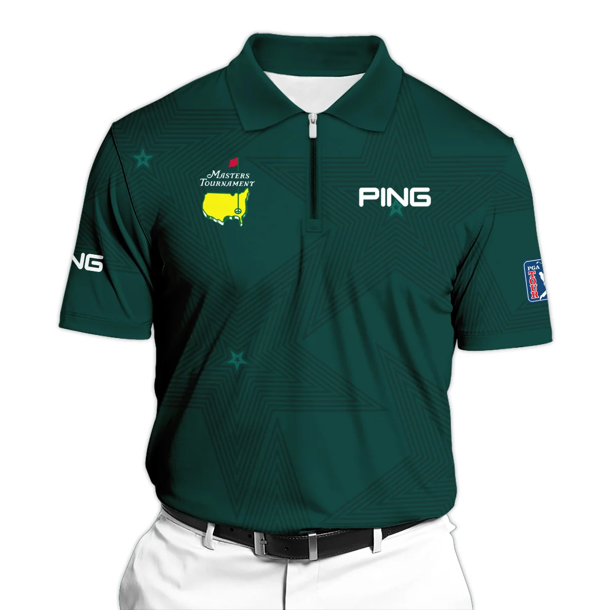 Golf Sport Masters Tournament Ping Zipper Polo Shirt Sports Star Sripe Dark Green Zipper Polo Shirt ZPL1939
