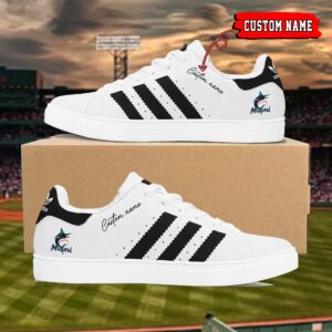 Miami Marlins Custom Name MLB Stan Smith Skate Shoes