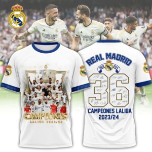 Hala Real Madrid 36 Campeones Final Champion Trophy 2024 Unisex 3D T-Shirt For Fans TRM1016