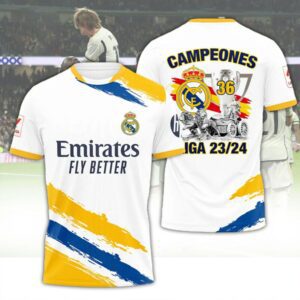 Hala Real Madrid 36 Campeones Final Champion Trophy 2024 Unisex 3D T-Shirt For Fans TRM1019