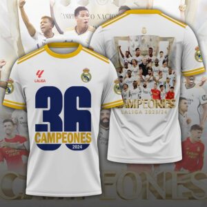 Hala Real Madrid 36 Campeones Final Champion Trophy 2024 Unisex 3D T-Shirt For Fans TRM1022